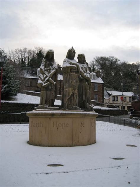 Three Virtues’ statues – Faith Hope and © Richard Dorrell .